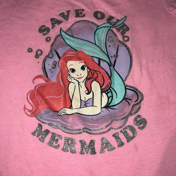 Disney x Jumping Beans Pink The Little Mermaid Short Sleeve Shirt Sz 3T - Picture 2 of 4